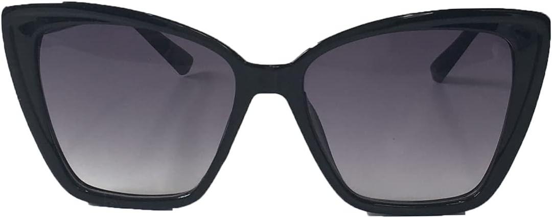 Fashion Culture Greer Oversized Square Cat Eye Sunglasses with Travel Case, Black