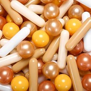 Ball Pit Balls and Strips for Ball Pits, 50 200 500pcs Cute Plastic Star Toy Balls for Kids, Baby Toddler 1-3 Birthday, Bounce House, Play Tent, Baby Pool Water Toys, Party (Mix-Brown)