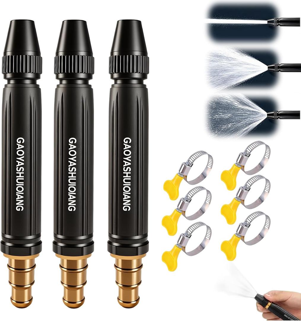 Home High-Pressure Car Wash Water Gun with Booster Nozzle and Hose,Heavy Duty Adjustable Twist Hose Nozzle Jet Sweeper Nozzle for Watering Plants and Vegetables(3PCS)