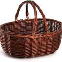 Dicunoy Wicker Picnic Basket with Handle, Large Empty Gift Basket to fill, Open Top Market Harvest Baskets for Garden, Fruit, Candy, Egg Gathering, Wedding, Vegetables