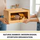 Bamboo Bread Box with Sliding Lid Large Bread Box with Transparent Window Bread Holder for Kitchen Countertops Bamboo Bread Storage Container
