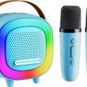 Mini Karaoke Machine Speaker for Kids Adults, Portable Bluetooth with 2 Wireless Microphones, Children's Day Birthday Gift Ideas for Toys for Teens Boys and Girls Aged 4+
