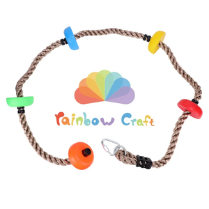 Rainbow Craft Colorful Climbing Rope  6.5ft with 5 Knotted Foot  Kids Ninja Rope for Ninja Warrior Slackline Obstacle Course Accessories Kids Swing Set Backyard Play