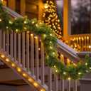9ft Pre-Lit Christmas Garland, Artificial Lighted Norfolk Pine Garland with Multi-Color Lights, Battery Operated Garland for Mantle Stairs Table Fireplace Xmas Decorations