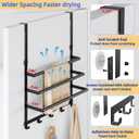 Over The Door Towel Rack, Over Door Towel Racks for Bathroom Door with 5 Hooks, 3 Tier Towel Storage Hanger Holder for Bathroom Accessories, 16 Inch Towel Bar for Hanging Towels, Matte Black
