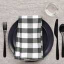 Napkins 100% Cotton Set of 4 Decorative Cloth Napkin Gingham Buffalo Check Plaid Washable Dinner Napkins for Holiday, Dinner, Wedding, Baby Shower & Dining - Grey White (18X18)