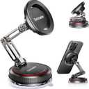 SYNCWIRE for MagSafe Car Mount [3-Axis] Nano Adhesive Gel + Strong Suction Cup Magnetic Phone Holder for Dashboard & Windshield, 360° Adjustable for iPhone 17 16 15 14 13 12, Samsung, Matte Black