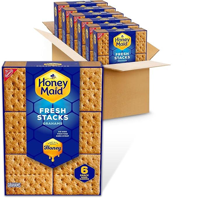Honey Maid Fresh Stacks Graham Crackers, Bulk Travel Snacks, 6 Boxes, Best By: 14 OCT 2025