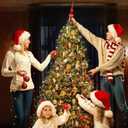 Homoyoyo Christmas Tree Topper Xmas Tree Sequins Adornment Red Delicate Xmas Treetop Decoration Ornament