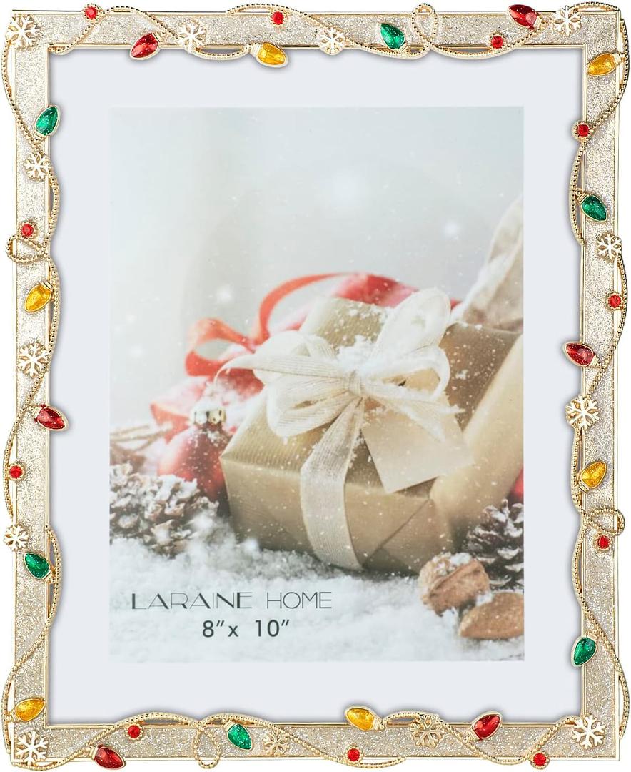 LARAINE Picture Photo Frame 8x10 Metal 2025 Christmas High Definition Display Pictures for Tabletop Home Decorative Holiday Gift (Gold,8x10)