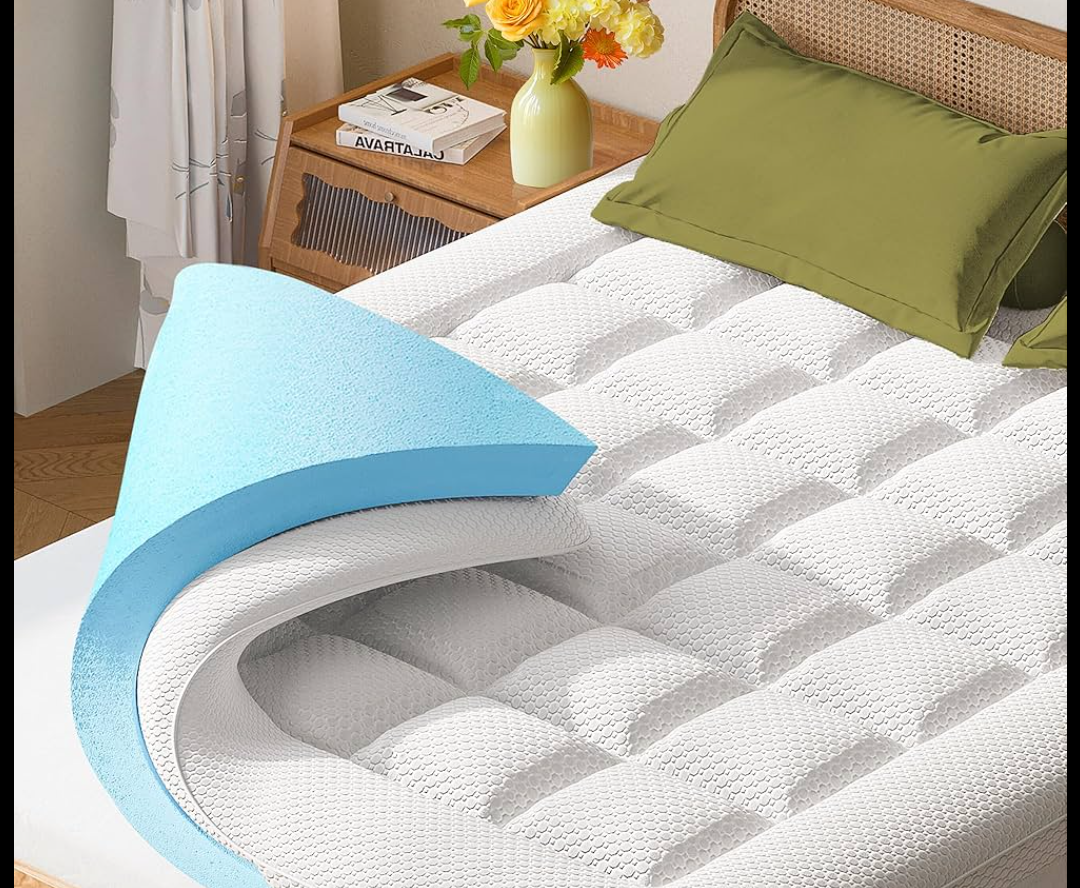 Dual Layer Memory Foam Mattress Topper - AprLeaf 3 Inch Pillow Top Mattress Topper, 2 Inch Cooling Gel Memory Foam and 1 Inch Pillow-Top Cover for Medium Support Relief Back Pain (King, White)