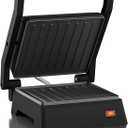 Elite Gourmet EPN160 5.5 x 5.3" Multifunctional, Compact Electric Panini Press, Contact Grill, 180 Flat Grill, Lightweight, Floating Top-plate, Cool-touch Handle Non-Stick Surface, Black