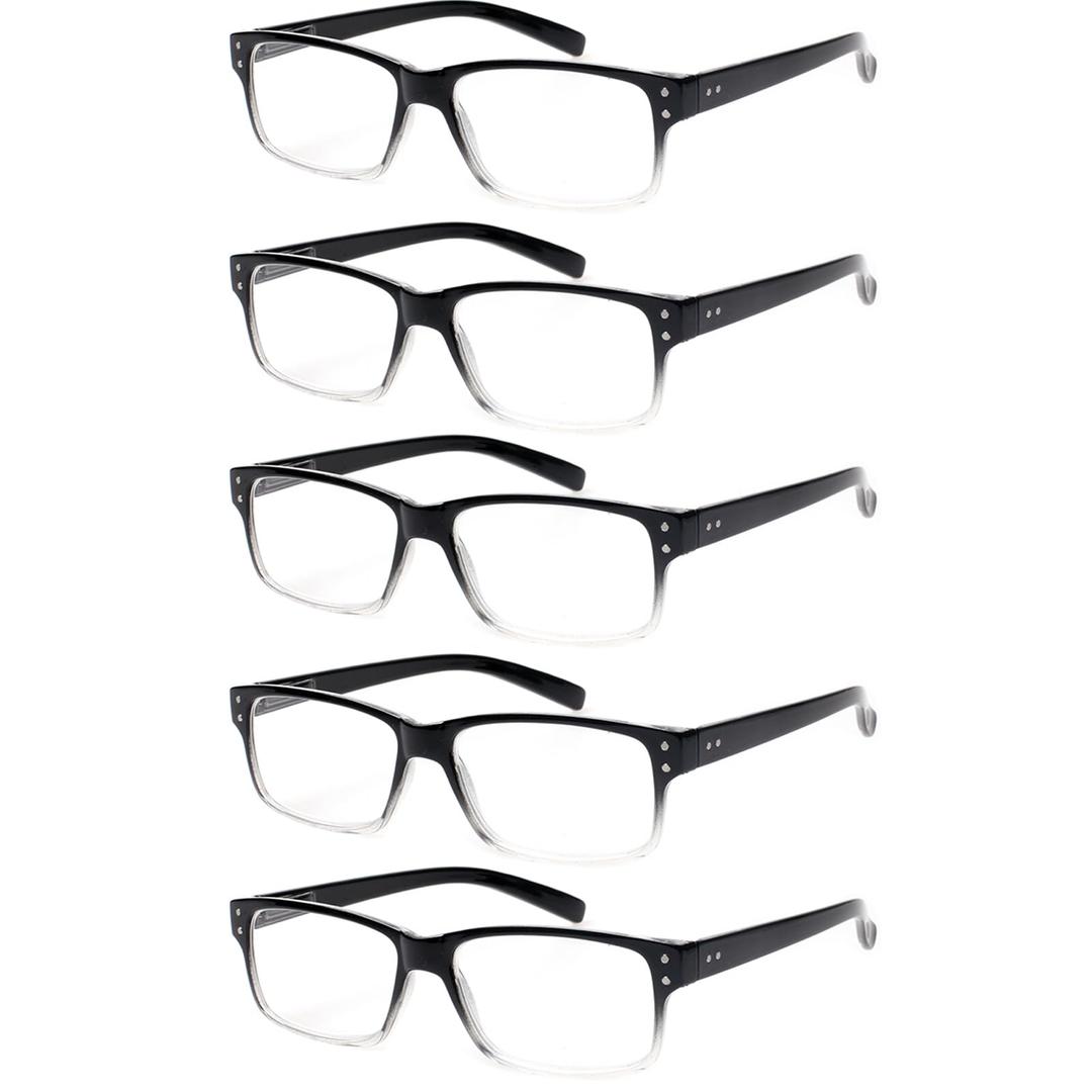 NORPERWIS Reading Glasses 5 Pairs Quality Readers Spring Hinge Glasses for Reading for Men and Women (5pcs - Black/Clear, 3.00)