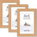 Dreamland 4x6 Picture Frame with Mat for 3.5x5, Solid Oak Wood 4 x 6 Frames with Resistant Plexiglass, 6x4 Wooden Gallery Wall Frames for Art, Wall or Tabletop Display, Set of 3