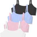 SALIA GIRL Double-Layer Cotton Training Bras for Girls 7–12, Natural Cami First Bra with Adjustable Straps, S
