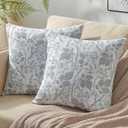 Bailix Jacquard Floral Throw Pillow Covers 20x20  Decorative Couch Boho Pillow Covers Set of 2, Neutral Square Vintage Farmhouse Lumbar Cushion Cover for Sofa Living Room Bedroom (Grey)