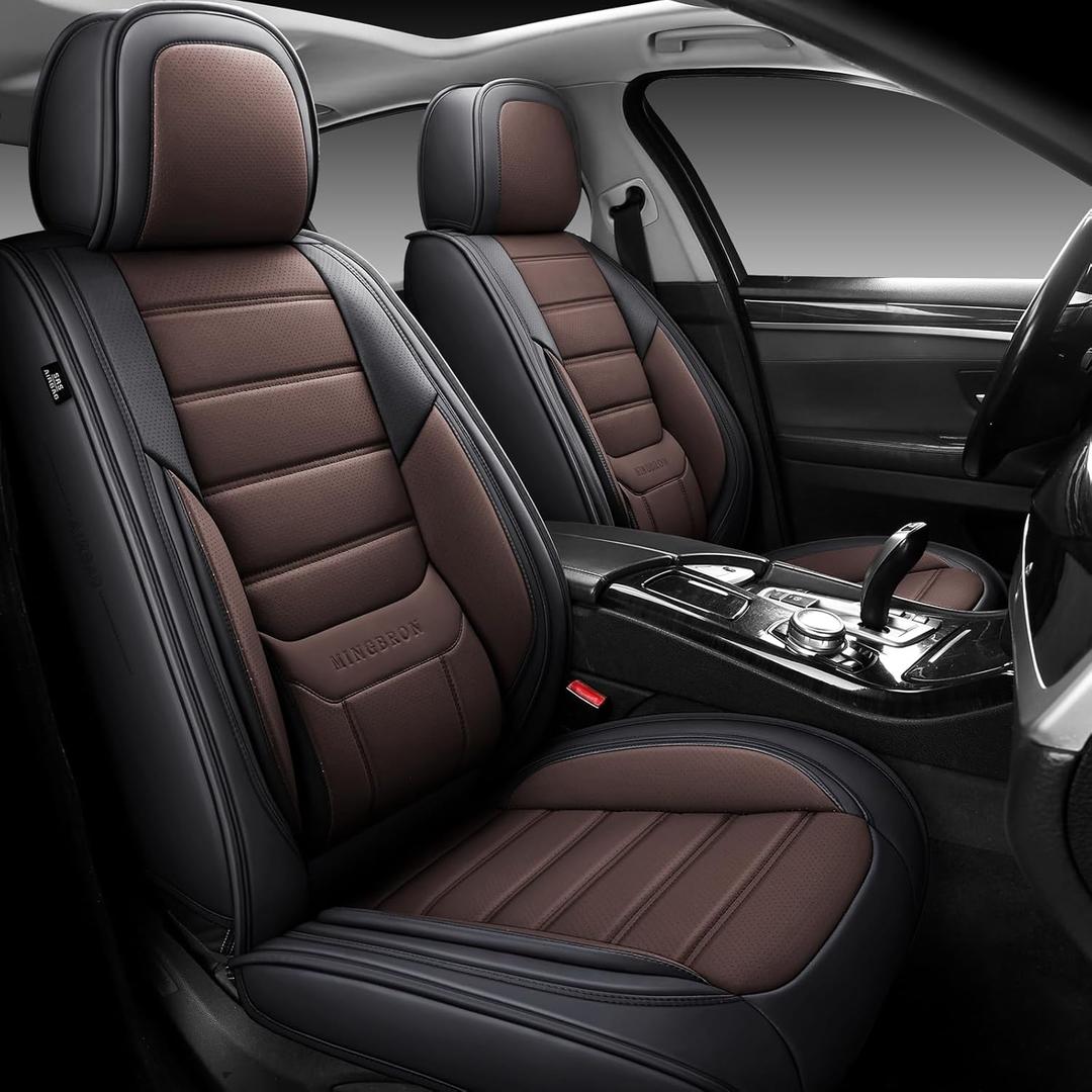 Seat Covers, Car Seat Covers Front Seats, Car Seat Cover, Car Seat Protector Waterproof, Car Seat Cushion Nappa Leather, Brwon Seat Covers Carseat Cover Universal Fit for Most Cars (Brown 2)