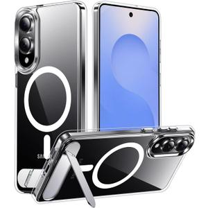 Temdan Magnetic for Samsung Galaxy S25 Edge Case Clear, [Innovate Stand][Military Grade Drop Protection][Non Slip][[Anti- Yellow] Shockproof Phone Case for Galaxy S25 Edge 2025 -Clear