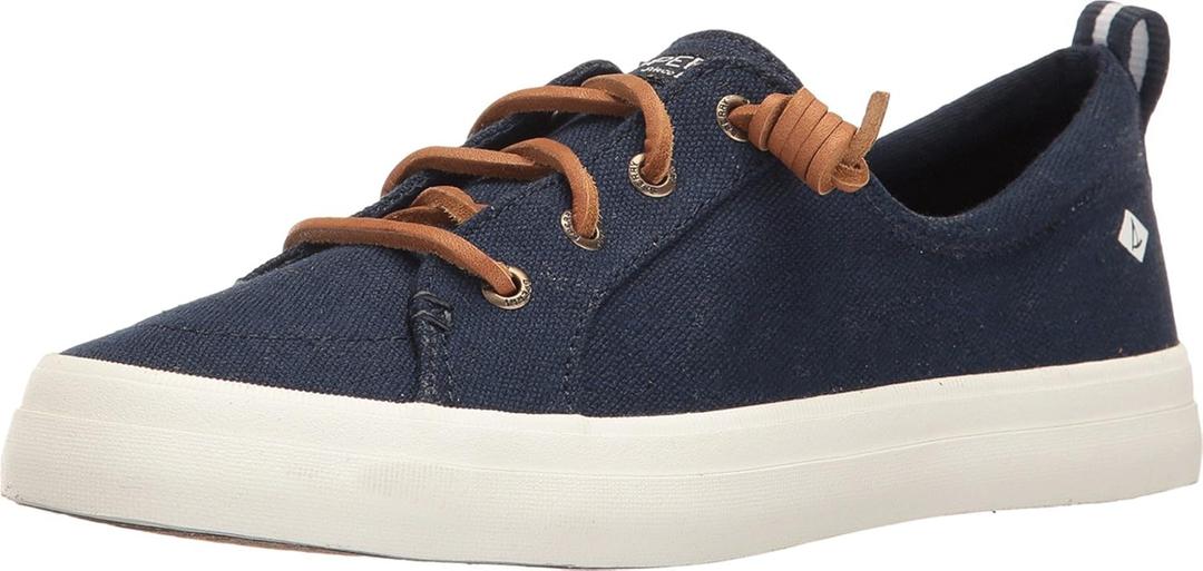 Sperry Womens Crest Vibe Linen Sneaker, Navy, 8