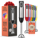 Powerful Immersion Blender, Electric Hand Blender 500 Watt with Turbo Mode, Detachable Base. Handheld Kitchen Gadget Blender Stick for Soup, Smoothie, Puree, Baby Food, 304 Stainless Steel Blades