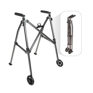 Stander Wonder Walker with 5-inch Wheels, Lightweight Folding Walker for Adults, Seniors, and Elderly, Collapsible Travel Walker, Ski Glides for Mobility Support, Compact, Black Walnut