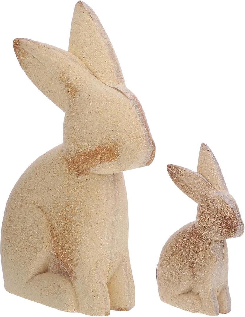 MAGICLULU Home Decoration Ornaments 1 Pair Unfinished Wooden Rabbit Wood Crafts Wood Bunny Cutout Figurine Ornament for DIY Craft Home Easter Party Decor Wood Bunny Peg Doll