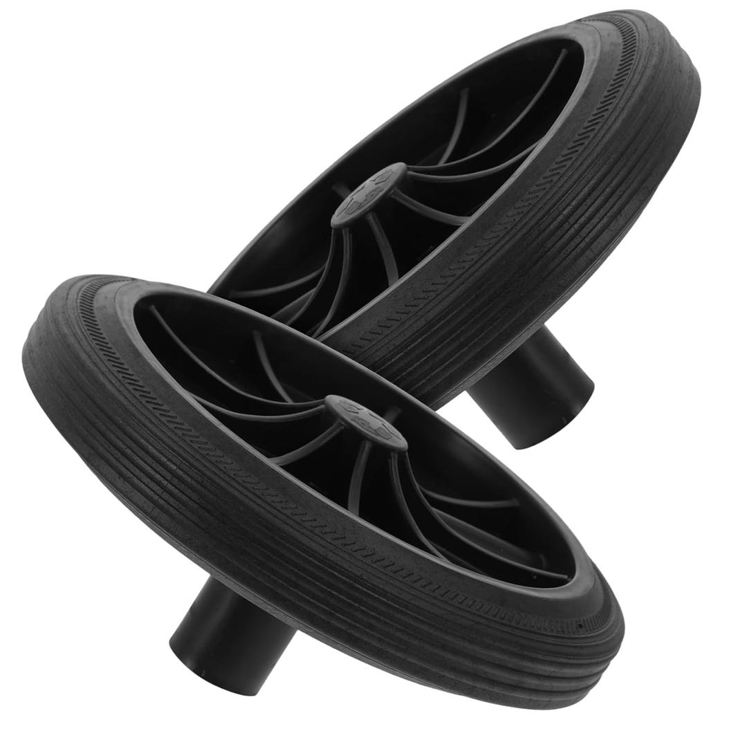 Cabilock 2pcs Trash Can Wheel Replacement Heavy Duty Pulley Rubber Wheels Garbage Can Wheeled Storage Bin Replacement Wheels for Trash Can Waste Container Wheels Outdoor Trashcan Wheel Accessories (18X18CM, Black)