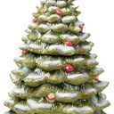 Evergreen Christmas Tree Cookie Jar 64oz Ceramic Holiday Treat Canister with Vintage Charm, Snowy Branches & Ornaments Festive Countertop Dcor for Cookies, Candy, or Cocoa Mix