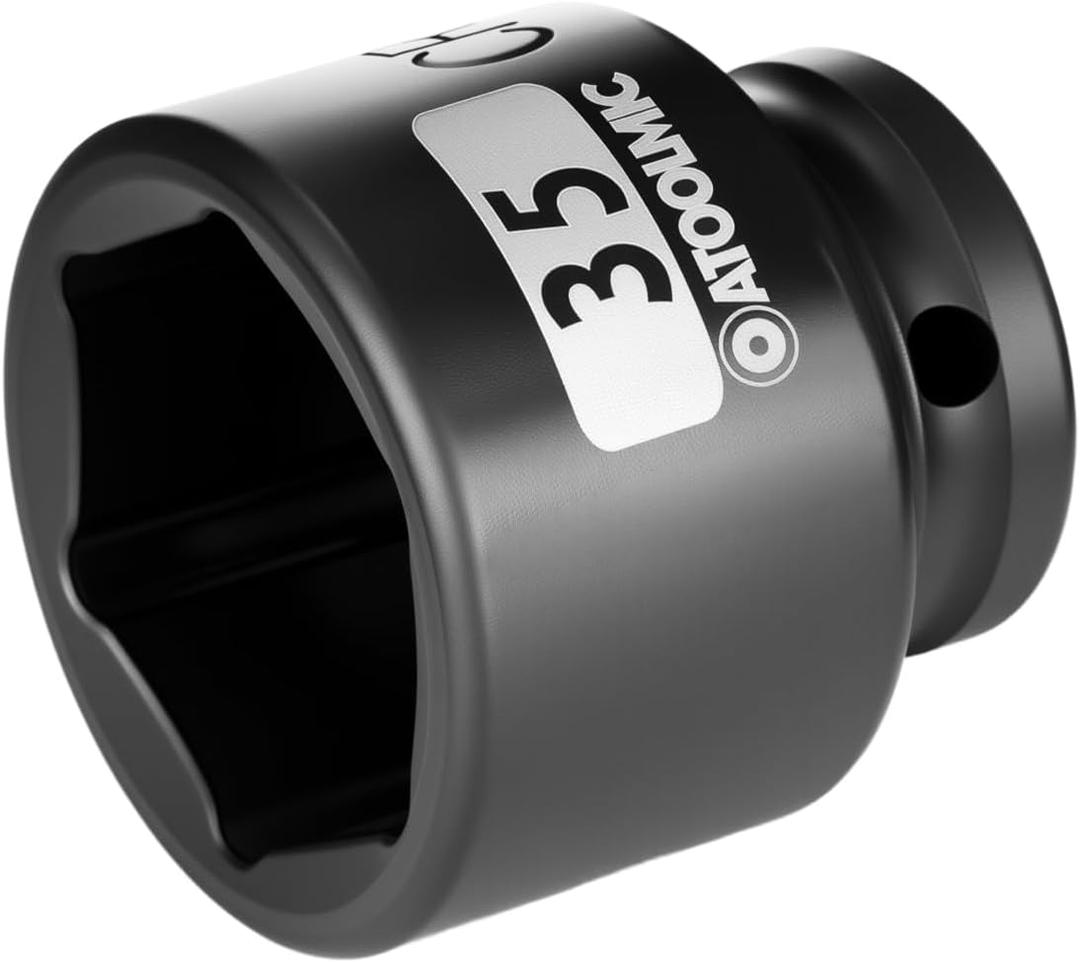 1/2"Square Drive x 35mm Shallow Impact Socket,Metric Socket,6 Point CR-MO for Easy Removal of Axle Nut (35mm)