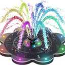 SZMP Flower Shape 3.5W Solar Powered Water Fountain with 2000mAh Battery & Colorful RGB Light Show, Anti-Drift Fixer & 7 Nozzles, Solar Fountain for Bird Bath, Garden Decor