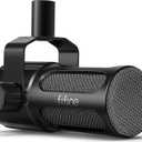 FIFINE XLR Dynamic Microphone, Studio Vocal Mic for Recording, All Metal XLR Podcast Microphone with Mid-Boost, Low-Cut Filter for Voice-Over, Compatible with Mixer/Audio Interface-AmpliTank TANK1