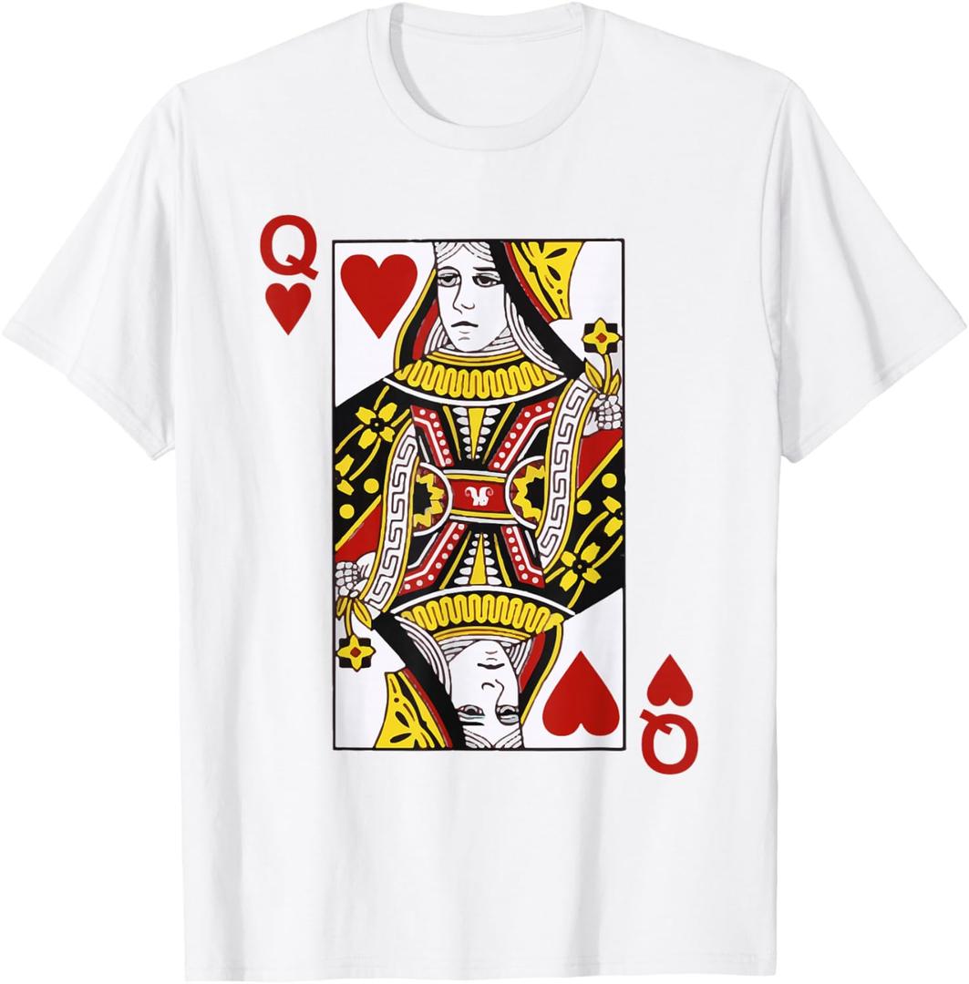 Queen of Hearts Blackjack Cards Poker 21 Q Couple Matching T-Shirt, Size S