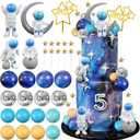 Space Cake Toppers Outer Space Cake Decorations with Balls Stars Astronauts Figurines Planets for Outer Space Theme Birthday