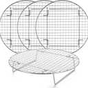 Foraineam 4 Pack 10.5 inch Steamer Rack Round Grilling Rack for Cooling Steaming Baking Cooking, Lifting Food in Pots, Cake Pan, Pressure Cooker and Oven