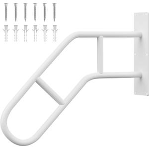 Handrails for Outdoor Steps Wall Mount, Railings for 1-3 Steps, U-Shaped Handrail with Powder Coated Finish, Stair Handrails for Garage, Porch, Yard and Garden (White)