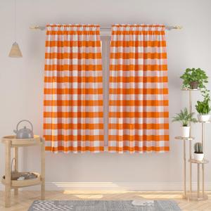 Buffalo Check Curtains 63 inches Long Cotton Basement Gingham Plaid Kitchen Window Curtain Panels Living Room Checker Drapes Bedroom Rod Pocket Window Treatment 2 Panels Orange and White