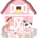 BLUE PANDA Pink Barnyard Plates for Farm Animal Birthday Party (10 x 10 In, 48 Pack)