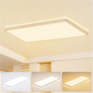 23 Inch Square LED Flush Mount Ceiling Light,32W 3200LM,3 CCT Selectable 3000K/4000K/6500K,Ultra Thin Low Profile Ceiling Light Fixture,White, for Bedroom Kitchen Living Room Hallway
