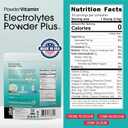 PowderVitamin Electrolytes Powder Plus (50 Servings) Black Tea Ginseng Electrolyte Powder Keto, Sugar Free, Pink Himalayan Salt,1000mg Potassium,120mg Calcium,120mg Magnesium, Hydration Powder