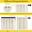NICETOWN Farmhouse Linen Short Curtains for Living Room Bedroom, Back Tab Pocket Curtain Tiers for Kichen Cupbords Cabinet Cafe Curtains for Bathroom Privacy, 2 Panels, 55" W x 30" L, Natural, 52"W x 30"L