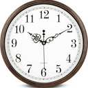 Bernhard Products Wall Clock 12 Inch Silent Non Ticking Movement Quality Quartz Battery Operated Round Easy to Read Decorative Brown Home/Kitchen/Office/Bedroom/Classroom/School Clocks, Black Numbers (Classic)