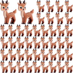Chunful 50pcs Christmas Mini Reindeer Figurines Cute Xmas Little Deer Figure Tiny Deer Statues for Home Room Cabinet Office Garden Tabletop Ornaments Cake Toppers Hide and Seek