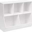 HOOBRO Kids Bookshelf, Bookcase Footboard, Toy Storage Cubby, Children's Toy Shelf, 35.4" L Storage Cabinet, Fit for Children's Room, Playroom, Hallway, Kindergarten, White WT32CW01, 35.4"L x 11.8"W x 29.5"H
