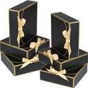 10Pack Small Gift Boxes, 6.5''x6.5''x2'' Black Gift Boxes with Ribbon, Small Boxes for Gifts Birthday Wedding Party Valentine's Day Mother's Day