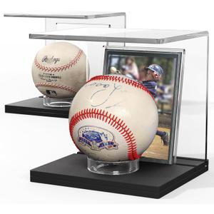 NIUBEE Baseball Display Stand and Card Holder, Acrylic Baseball Stand with Black Base, Suitable for Golf Ball,Softball,Tennis Ball (2-Pack)