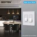 (5 Pack) BESTTEN USWP6 Matte Snow White Screwless Decorator Wall Plate, 2-Gang Outlet Cover, Decor Switch Face Plate, H4.69 x W4.73