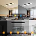EDISLIVE Dimmable LED Ceiling Light with Remote Control 37.4in 3000K-6000K Minimalist Modern Wood Flush Mount Ceiling Light Low Profile Light Fixture Black