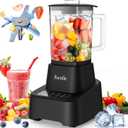 Smoothie Blender, Facelle Countertop Blender for Kitchen, 55 oz Glass blender for smoothies and Shakes, Licuadora, Smoothie maker with touchscreen 3+P Speeds, Cleaning brush  removable SS304 blade (Black)