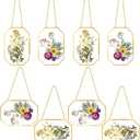 Spiareal 8 Pcs Octagon Glass Pressed Flower Frame 4 x 6 Inch Double Clear Hanging Floating Frame with Chain Gold Geometric Herbarium Glass wall Picture for Dried Flower Plants Home DIY Wall Decor