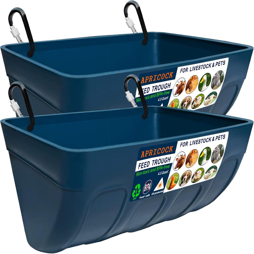 Chicken Feeder Waterer, Goat Feeder - 2 Pack, 5.5 Quart, for Goats Chickens Duck Sheeple Dogs Piglets Deers Gooses, Turkeys, Goat Supplies(Appearance Patent Product)